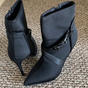 Crisscross Buckled Strap Stiletto Booties